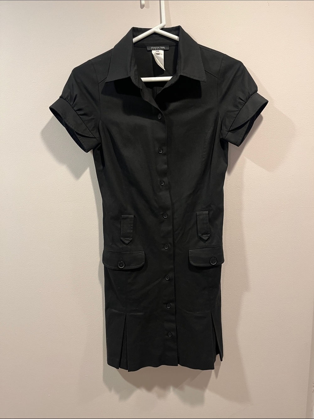 Patrizia Pepe Black Short-Sleeve Button Dress